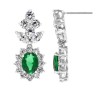 Fancy Emerald Cluster CZ Drop Earrings