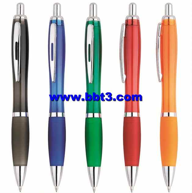 Hot selling promotional pen with translucent barrel and metal clip