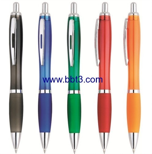 Hot selling promotional pen with translucent barrel and metal clip