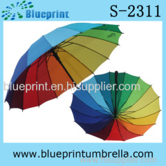 Auto Open Wood Shaft Multi Color Straight Umbrella