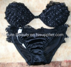 Black with white dots Self-Adhesive Push Up Silicone bra