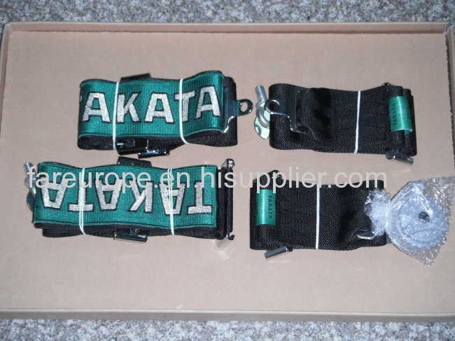 4 point green racing harness