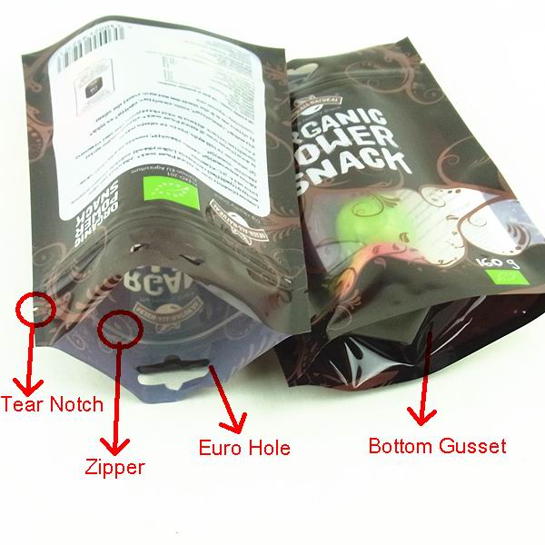 FOOD GRADE plastic stand up food packaging bag