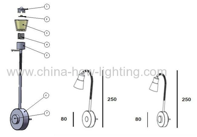 2013 New 5W Dimmable 2*0.75 European Plug Flexible LED reading Light