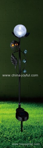 Garden solar stand with owl - Height 90cm - Metal