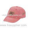 6 Panel Pink Youth Cotton Baseball Caps With Brass Buckle And Grommet , Azo Free