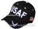 100% Cotton Black Vintage Military Baseball Caps For Adults With 3d Embroidery , 58cm