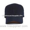 6 Panel Black Mens Baseball Caps , Promotional Cotton Youth Baseball Caps With 3d Embroidery Logo