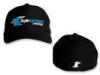 6-Panel 100% Cotton Sweatband Black Printed Racing Baseball Caps With Velcro Buckle