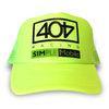 3d Embroidered Fluorescent Green Racing Baseball Caps For Sports Men With Velcor Strap