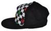 Washed Cotton Cool Black Hip Hop Snapback Caps Flat Brim Printed Baseball Cap For Adult
