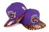 Purple 5-Panel Strap Back Hats Embroidered With Flame Binding