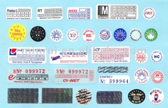 High Quality Printing Destructible Warranty Stickers