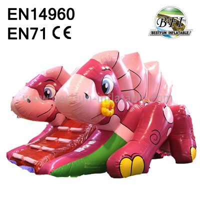 Pink Blow Up Single Lane Dino Slide