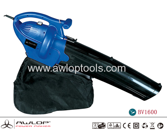 AWLOP 1600W Electric Portable Blower And Vacuum with Leaf Bag Garden Tools