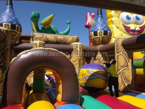 Full Printing Dragon Inflatable Castle And Slide