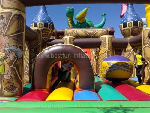 Full Printing Dragon Inflatable Castle And Slide