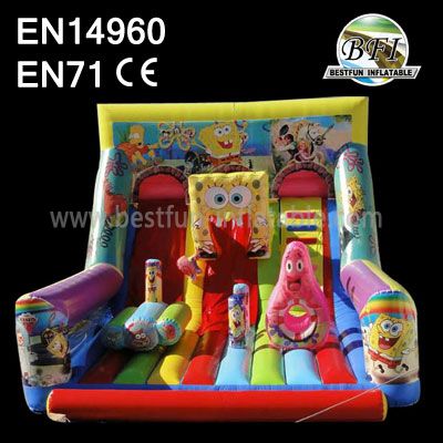 Commercial Inflatable Spongebob Wet Dry Slide For Children