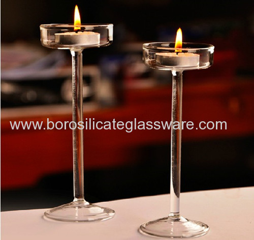 Hand Blown Tall Foot Borosilicate Glass Candlesticks