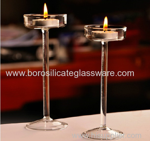 Hand Blown Tall Foot Borosilicate Glass Candlesticks