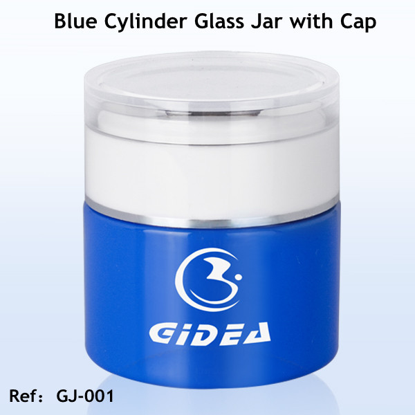 Blue round glass cosmetic jars wholesale