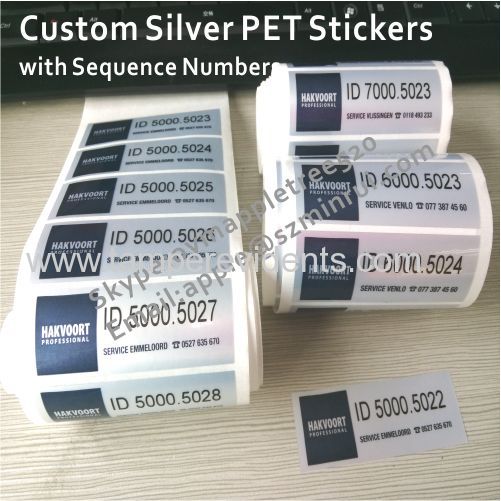 Custom White PET Vinyl Labels,Permanent Adhesive QRcode PET Sticker,Private PET QRcode Stickers
