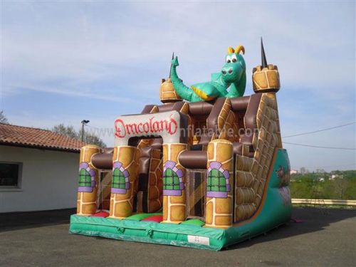 Funny Dinosaur Castle Inflatable Kids Slides