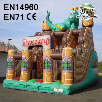 Funny Dinosaur Castle Inflatable Kids Slides