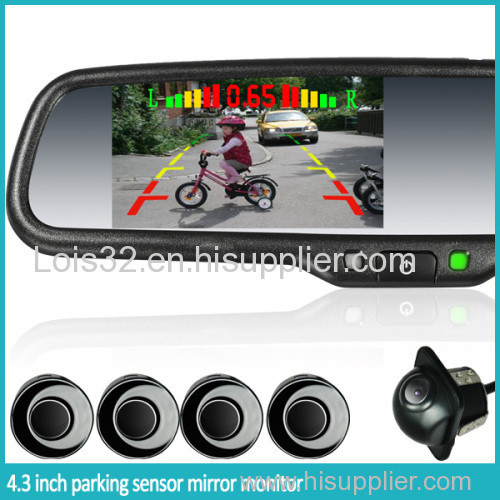 4.3 inch rearview car mirror with parking sensor +auto-dimming+compass