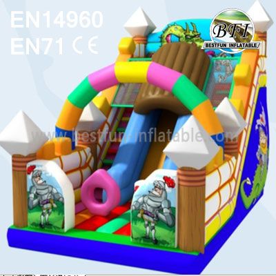 Colorful Printing Cartoon Inflatable Slides