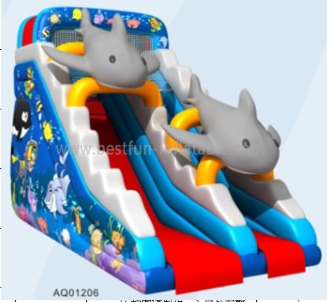 New Inflatable Dolphin Cartoon Slide