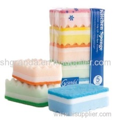 Colorful Wave Kitchen Cleaning Sponge with Scouring Pad