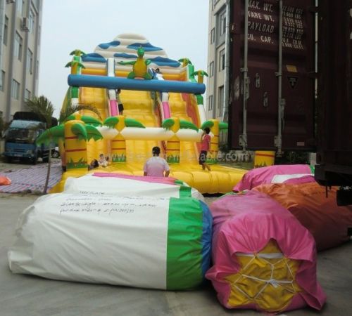 Giant Double Lanes Inflatable Dinosaur Slide Sale