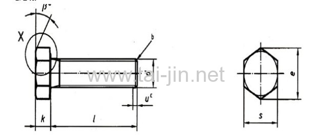 Titanium Gr2 Hex head bolt,coarse thread