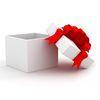 110x110x210mm White Handmade Cardboard Chocolate Box With Red Ribbon Hot Stamping