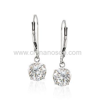 CZ Earrings in 14kt White Gold