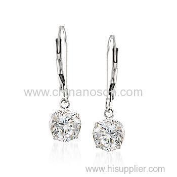 CZ dangle Earrings in 14k White Gold