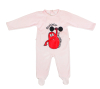 Red barbibur lifting pattern Baby velour romper