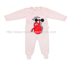 Red barbibur lifting pattern Baby velour romper