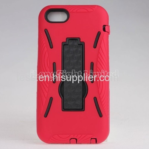 fashion Double Layer Hybrid Robot Plastic+Silicon Stand Case For iPhone 5C