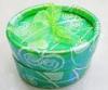 Glitter Green Fancy Oval Paper Box 4 Color Offset Printing With Ribbon Closure