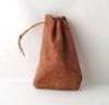 Brown Leather Drawstring Gift Pouches