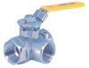 Three-way screwed ball valve