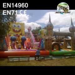 Funny Spongebob Slide & Dinosaur Funny Inflatable Castle