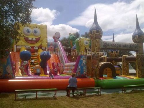 Funny Spongebob Slide & Dinosaur Funny Inflatable Castle