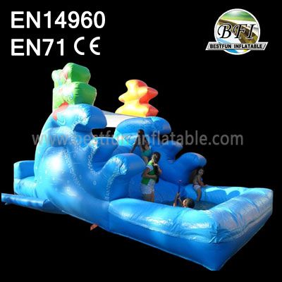 Single Lane Blue Inflatable Bouncer Slides
