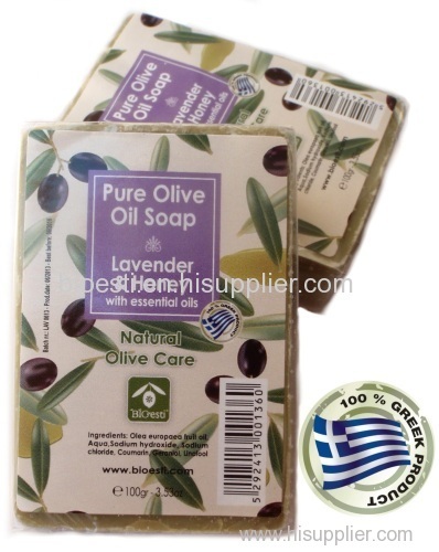 Natural Olive Oil Soaps with Lavender & Honey plastic wrapping 100 gr.