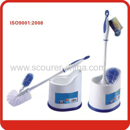 High quality Blue with white toilet brush with holder for home cleaning