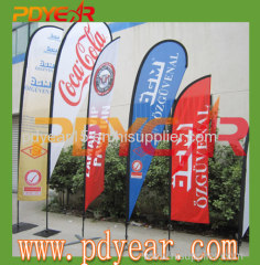 custom outdoor advertising imprint beach flag flying banner feather flag teardrop flag