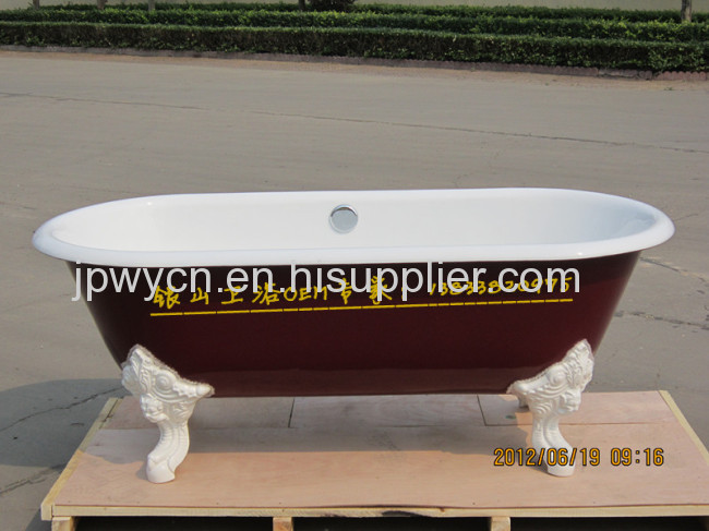 white cast iron bathtub